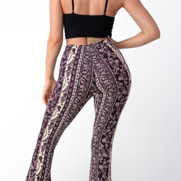 NEW Festival Retro Prints Flared Bell Bottom Pants - Picture 2 of 8